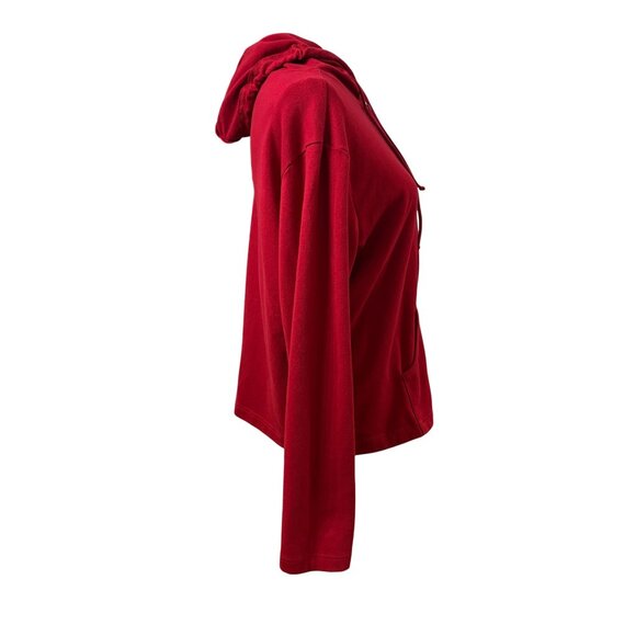 Red Streetwear Zip-Up Hoodie Casual Sweatshirt Womens Size L Activewear - Picture 4 of 11